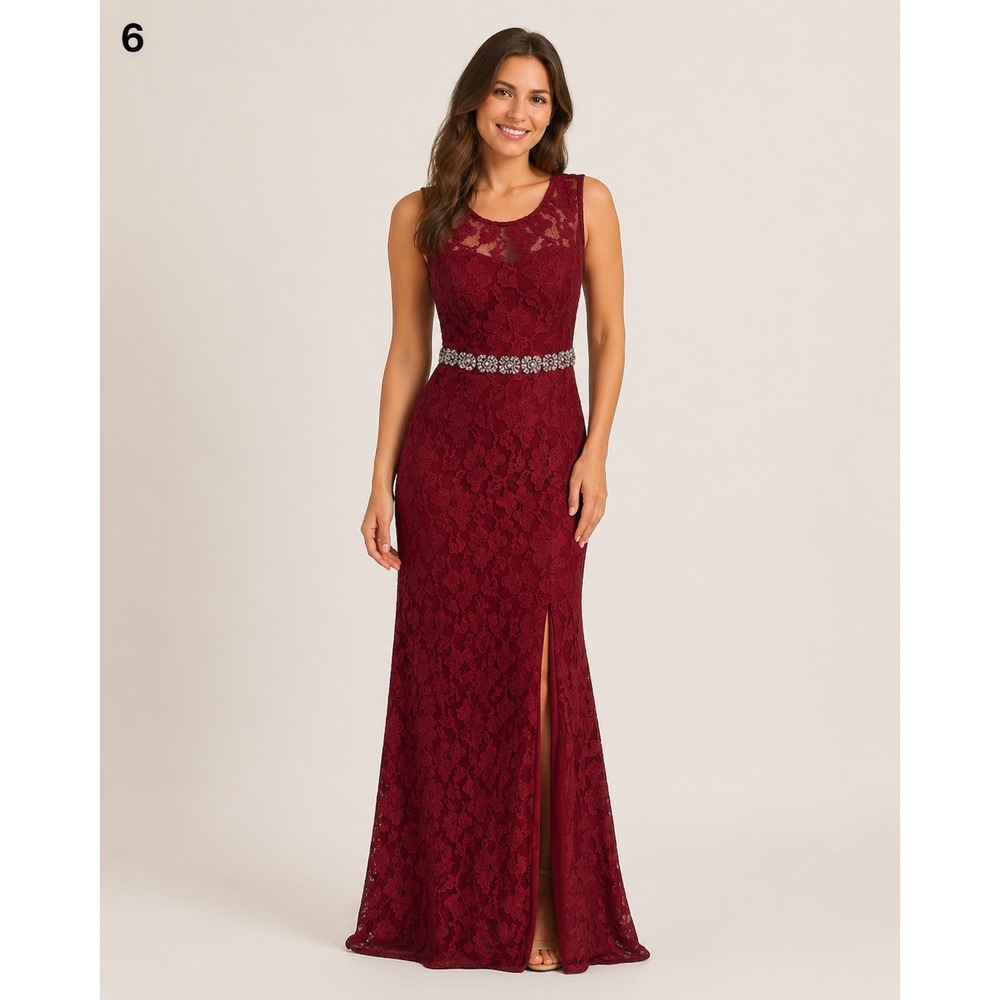 Vintage Y2K Jodi Kristopher Winter Formal Dress Womens Small Red Lace Sparkle